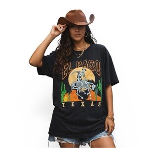 Nordstrom Graphic Tee El Paso Texas Skeleton Print Small NWT